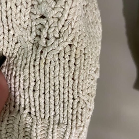 Lady Footlocker Casuals Cream Hand Knit 100% Silk Button Up Cardigan Sz L - Picture 11 of 16